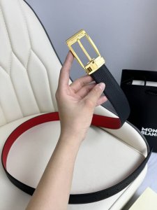 Special Montblanc Width 3.5Cm Made From Top-Grain Leather Premium Needle-Stitche