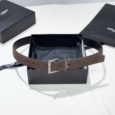 Saint Laurent women's suede belt in classic colors, every stitch and thread is
