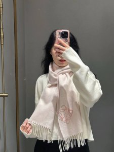 Loewe's latest and hottest scarf of 2025, a double-sided wool and cashmere scarf