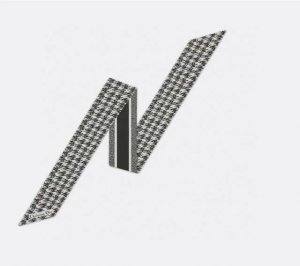 Dior Twilly scarf, full houndstooth Classic style, slender shape, sharp corners