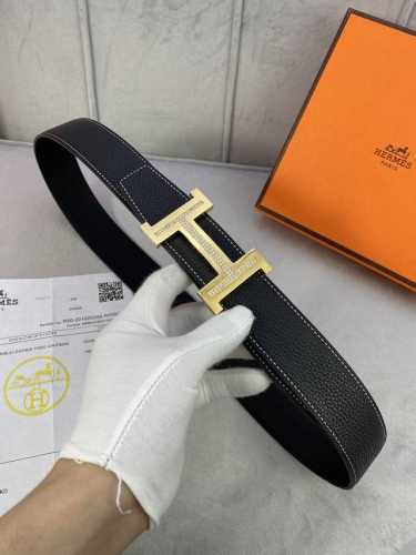 Counter Width: 3.8 Hermes Men's Belt Made of Imported 316 Calfskin Leather with