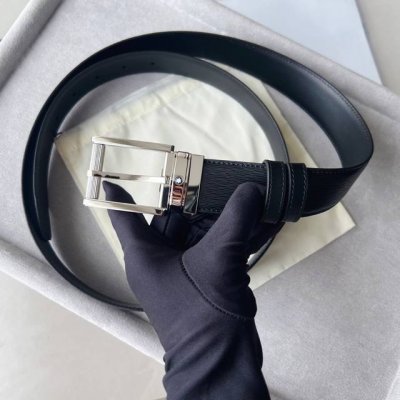 Montblanc Square Buckle Black Blue Belt 35mm This reversible belt is a versatile