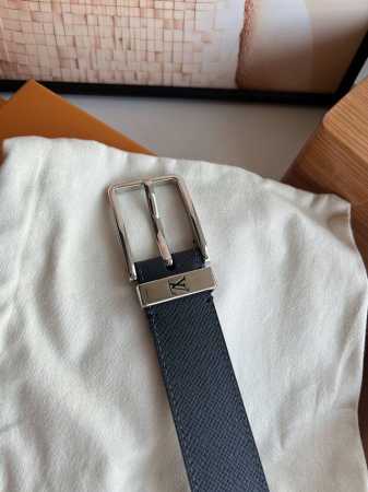 Louis Vuitton Pont Neuf 35mm black cross-grain leather belt, shiny gold-finished - Click Image to Close