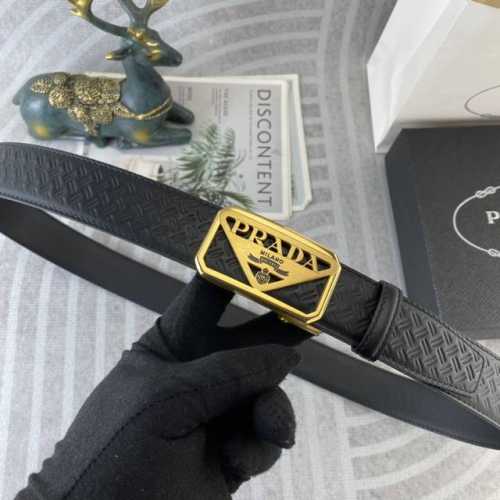 Prada special leather belt automatic belt series, original hardware boutique sta