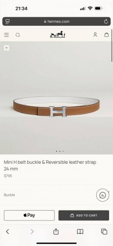 New Mini H Fine hardware with imported Epsom leather Width 24mm Hermes women's b