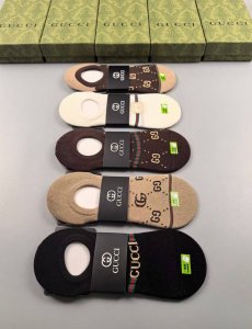 Gucci Women's New Invisible Socks, Seamless Stitching, 5 Pairs Per Box, Jacquard