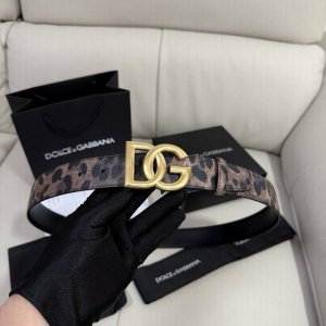 Dg, width 3.5Cm Dolce&Gabbana Leopard print Dauhine calfskin and calfskin double