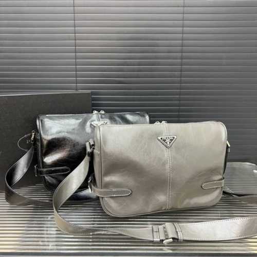 Prada enamel metal triangle logo shoulder crossbody bag, unisex messenger bag, c