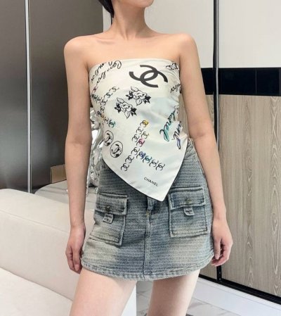 Double C Graffiti Accessories White Size: 90X90cm 100% silk twill, 18mm original