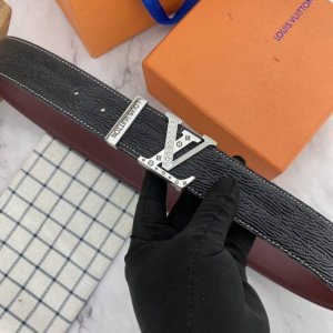 Lv Men's Flower Leather Belt 40mm Double-sided imported first-layer leather pres