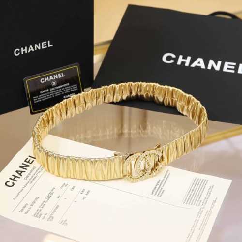 Chanel Cc chain with star rhinestone brass logo buckle, calfskin leather, silver