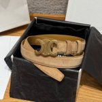 Celine Triomphe Medium Belt. This belt is made of suede cowhide leather with a s