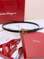 Ferragamo # Classic Gancio belt for women Smooth calfskin plain surface, full of