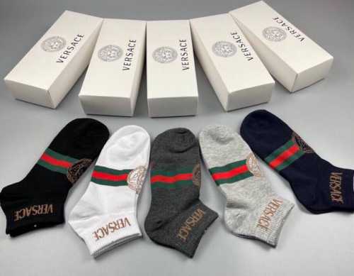 Special Versace new men's socks, one box of five pairs of pure cotton material,
