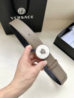 Width 4.0Cm The Buckle Of This Versace Double-Sided Leather Belt Is Decorated Wi