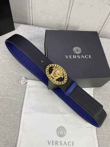 Width 4.0Cm Versace This Double-Sided Lychee-Grained Soft Top-Grain Leather Belt