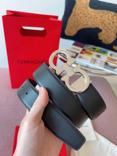 -Salvatore Ferragamo 3.5cm original leather. Precision brass hardware upgraded v