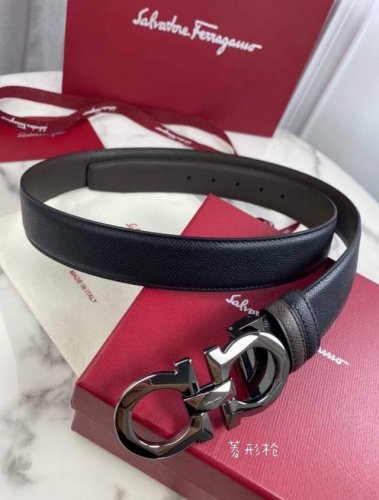 Comes With Full Packaging! Ferragamo Double-Sided Italian Imported Genuine Leath
