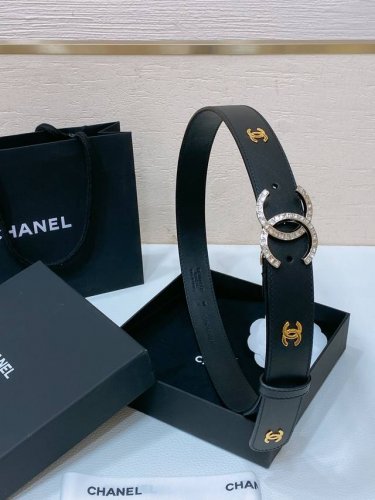 chanel 24C Resin Black And White Rhinestones Gold Metal Logo Buckle Brass Met