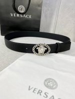 Width 4.0cm VERSACE This Versace Vientiane pattern soft first layer leather belt