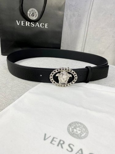 Width 4.0cm VERSACE This Versace Vientiane pattern soft first layer leather belt