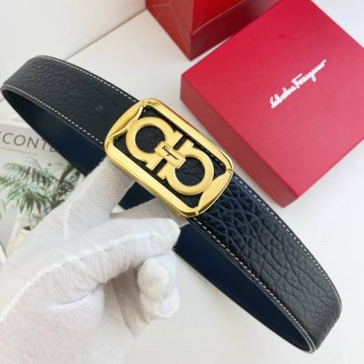 Ferragamo Special Leather Belt Series, Original Hardware Boutique Stainless Stee