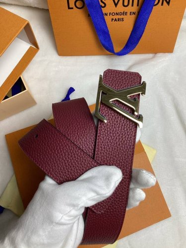 Original single-sided double-layer cowhide lychee-grain leather belt: maroon and