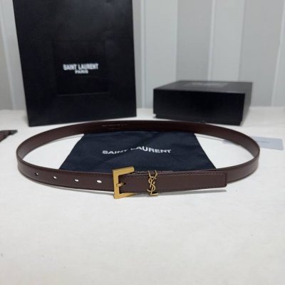 Saint Laurent women's chocolate brown belt, classic color, every stitch is very