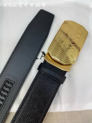 Prada Men's Automatic Belt - 34mm Width, 316L High-Quality Steel Buckle, Soft t