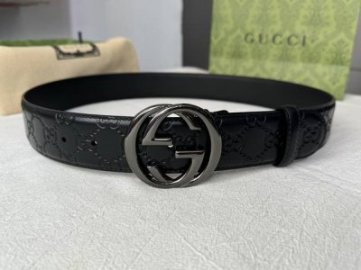 Original quality Gucci Gucci men's interlocking G metal buckle belt, made of Gu