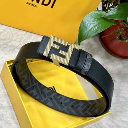 Fendi Fendi Store-Authentic Style, 4.0 Cm Wide, Double-Ring Reversible Belt With - Click Image to Close