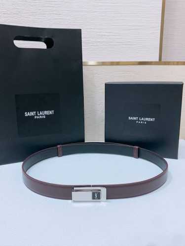 Sa Int Laurent Saint Laurent Women's Belt, Genuine Gold-Plated Buckle, Italian L