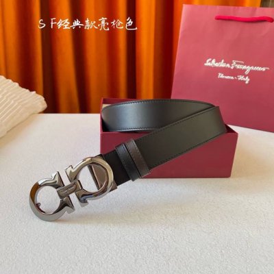 Men's Ferragamo 3.5cm high-end custom leather belt with complete packaging and g