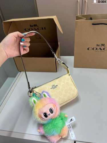 with Labubu pendant Coach mahjong bag in cream yellow New color Nolita mahjong