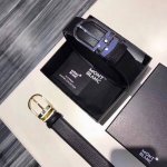 Montblanc counter-end double-sided top-grain lychee calfskin leather. This belt