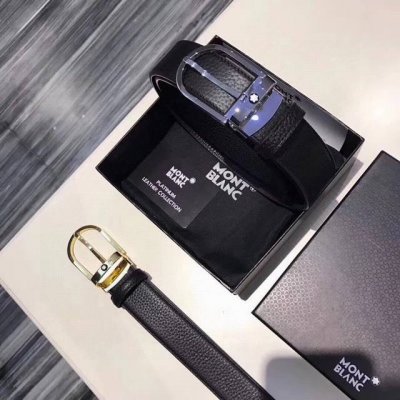 Montblanc counter-end double-sided top-grain lychee calfskin leather. This belt