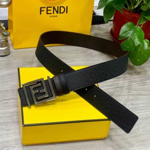 Fendl Fendi 40Mm Wide Double-Sided Genuine Calf Leather With Single Rhodium-Plat