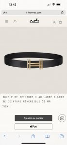 Special H Au Carre Hardware With Togo Leather Strap 32Mm Black