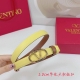 2.0Cm Valentino Plain Weave Belt, Double-Sided Top-Grain Leather, Length: .75.80
