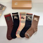 Box of 5 pairs (with packaging) Burberry unisex autumn/winter socks, pure cotto
