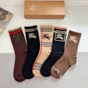 Box of 5 pairs (with packaging) Burberry unisex autumn/winter socks, pure cotto