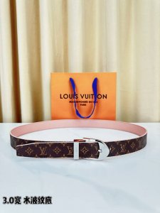 LV classic patterned leather belt, 3.0 width design, paired with a unique pink w