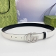 Gucci 3.0cm top-grain cowhide belt with embossed sole, classic double C buckle,