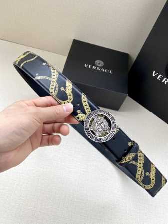 Width 4.0 Cm Versace This Unique Leather Belt Is Crafted From Leather, Adorned W - Click Image to Close