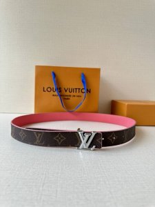 This 3.0-Inch Wide Belt Features Monogram Canvas And Leather On Opposite Sides,
