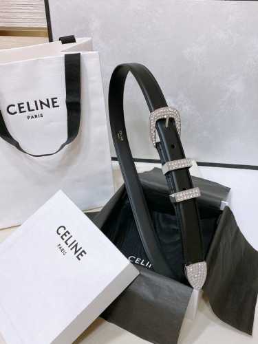 Celine top version, exclusive Celine pin buckle rhinestone full diamond belt Mar