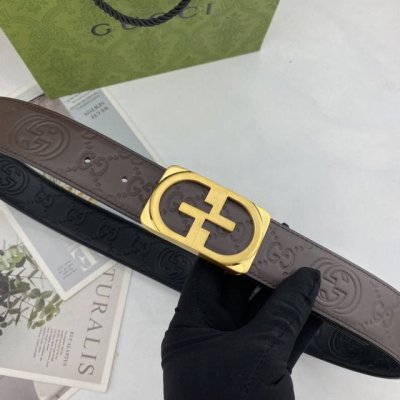 Gucci Men's Floral Leather Belt, 40Mm, Double-Sided Imported Top-Grain Leather,