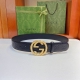 Gucci classic style, double-sided original calfskin embossed leather belt with s