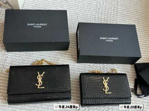 with box Size: 20*12cm small 24*15cm large Ysl Woc envelope bag crocodile grain