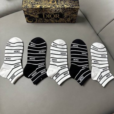 Special Dior Dior D new women's boat socks, one box of five pairs of pure cotton